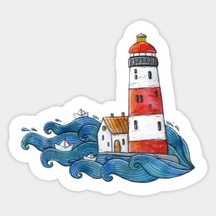 Lighthouse on waves Sticker